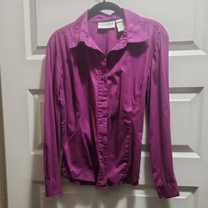Chadwicks Purple Button Down Blouse PM